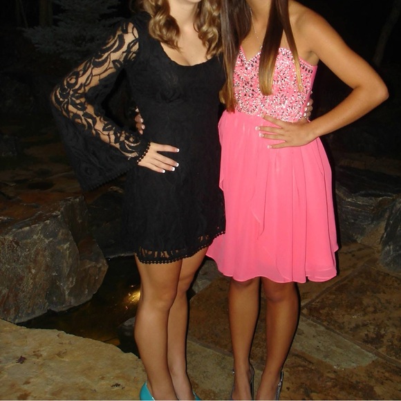 Urban Outfitters Staring at Stars Black Lace Long-Sleeve Skater Dress - Picture 3 of 7